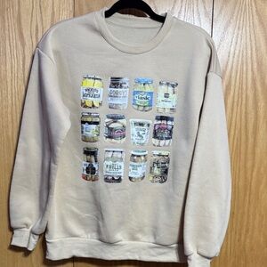 SHEIN Beige Graphic Crewneck Sweater